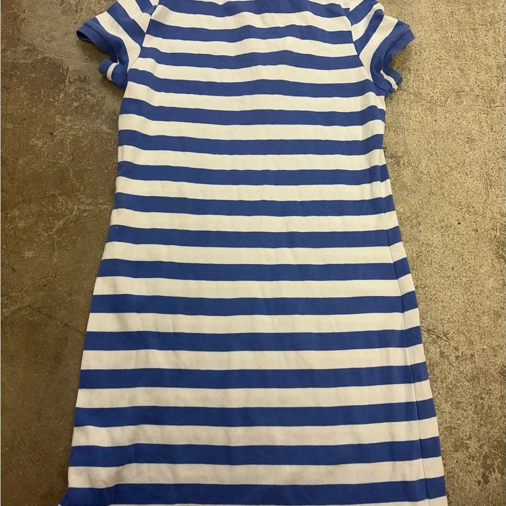 Ralph Lauren preppy Blue and White Striped Polo Dress - Picture 3 of 4
